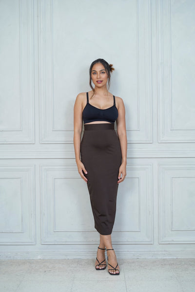 Dawn Maternity Maxi Skirt (Dark Brown)