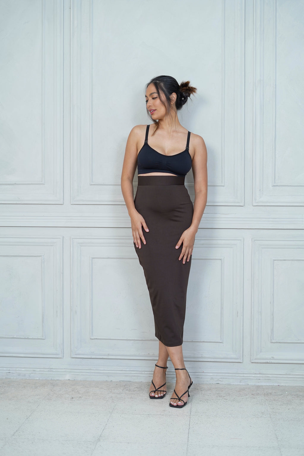 Dawn Maternity Maxi Skirt   (Dark Brown)