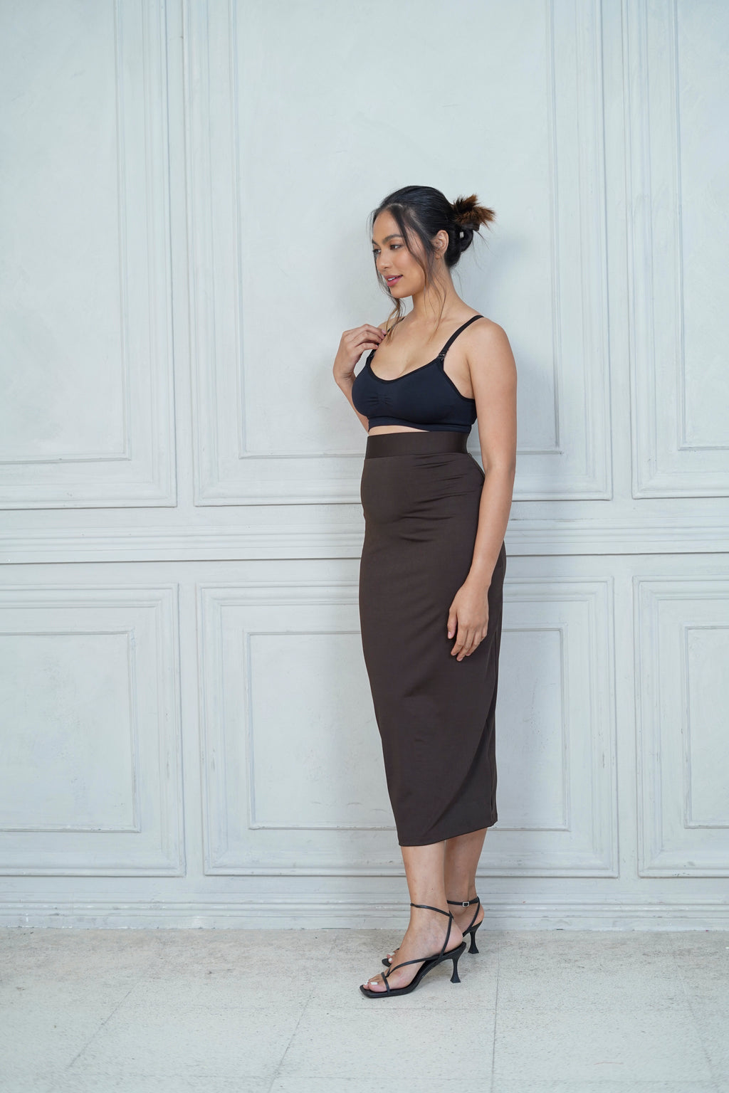 Dawn Maternity Maxi Skirt   (Dark Brown)