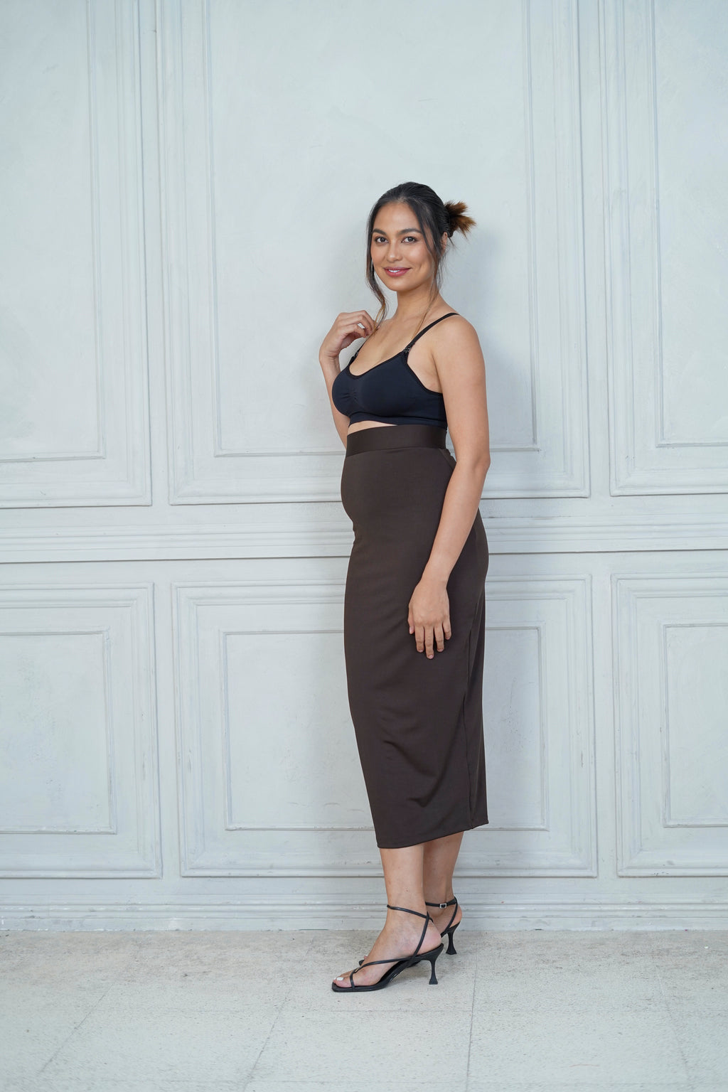 Dawn Maternity Maxi Skirt   (Dark Brown)
