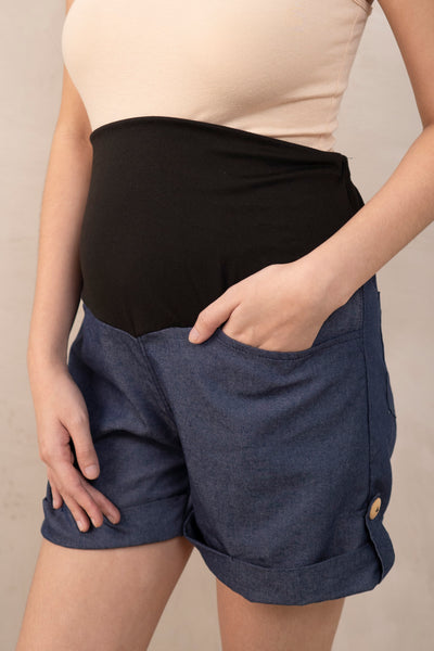 navy blue maternity shorts