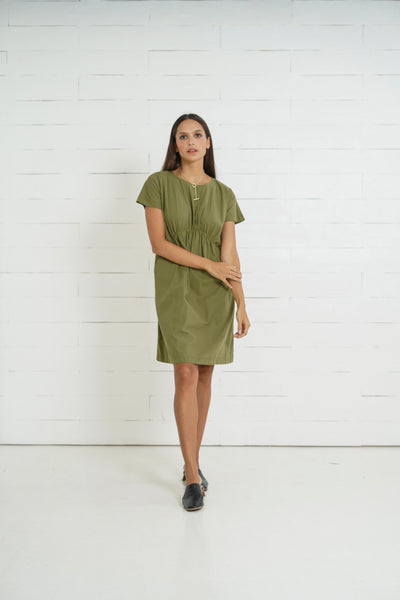 Harper Nursing Dress (Burnt Olive)