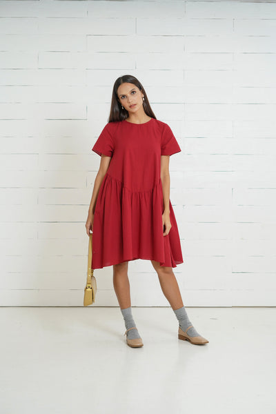 Olivia Nursing Dress     (Barn Red)