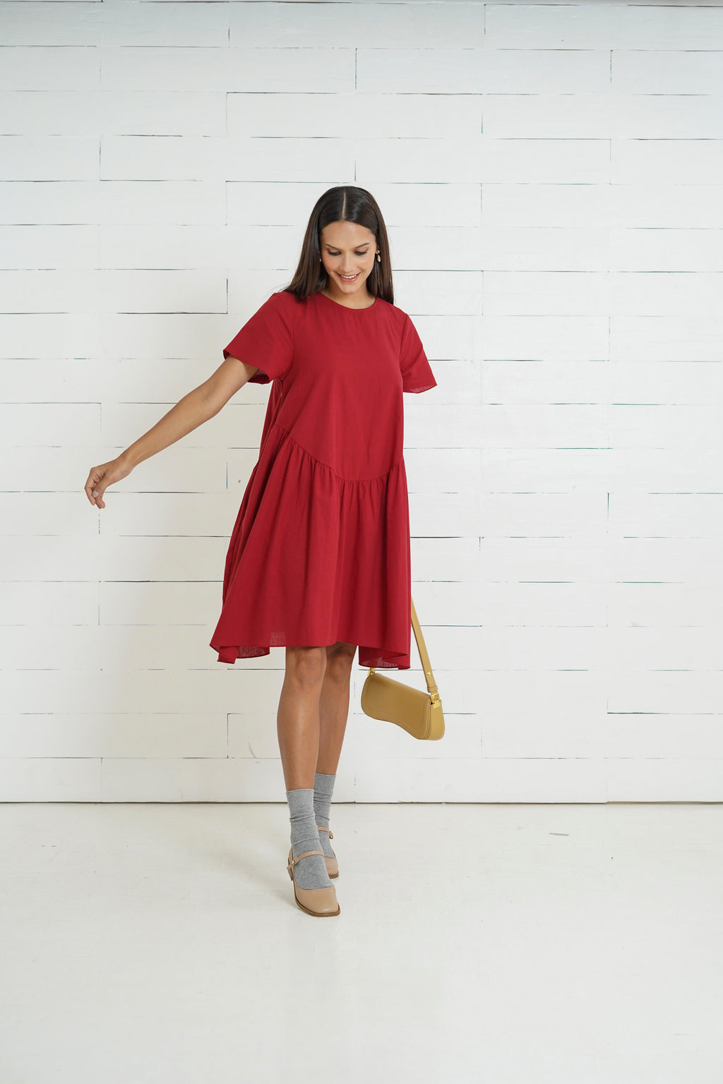Olivia Nursing Dress     (Barn Red)