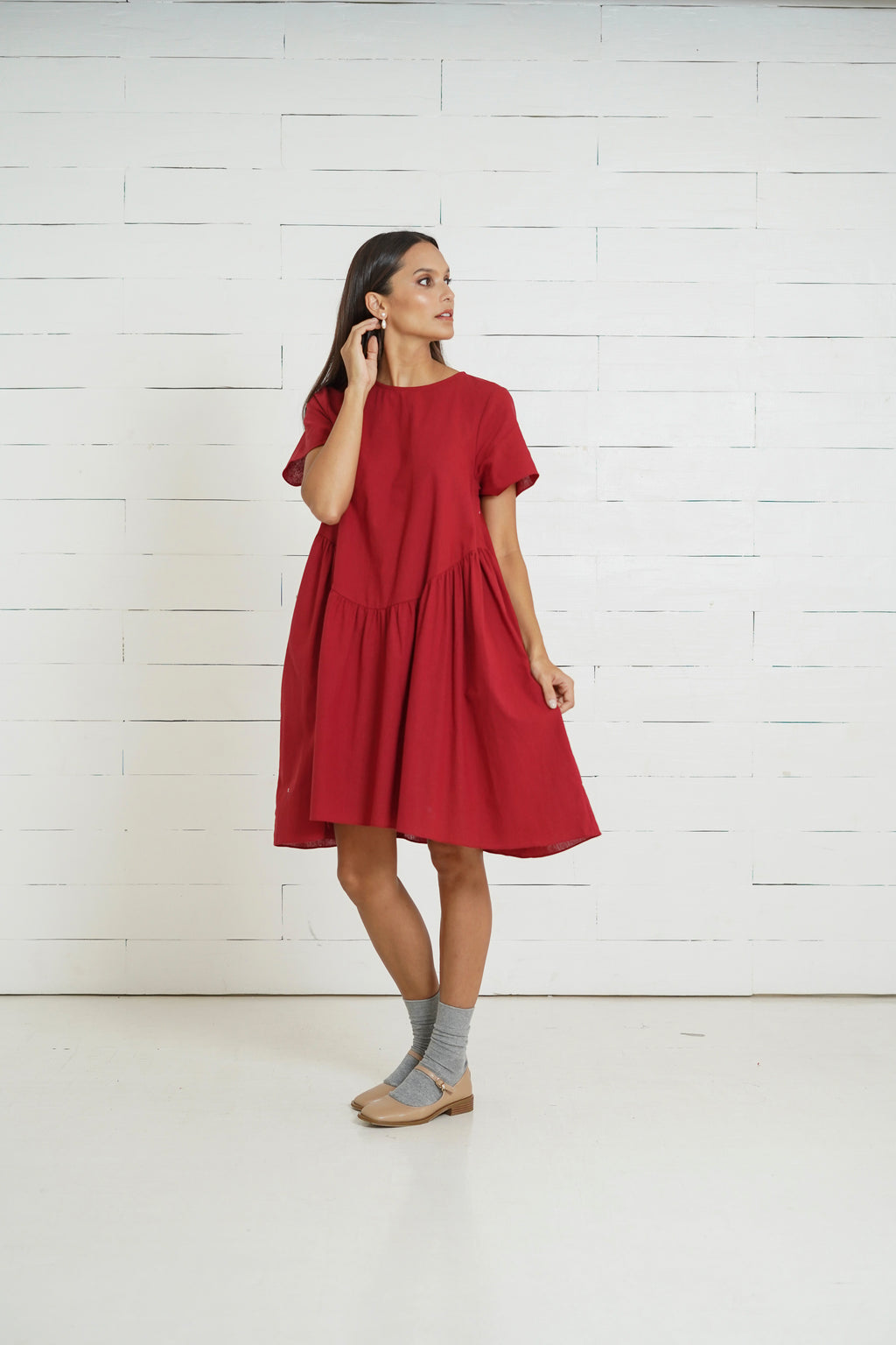 Olivia Nursing Dress     (Barn Red)