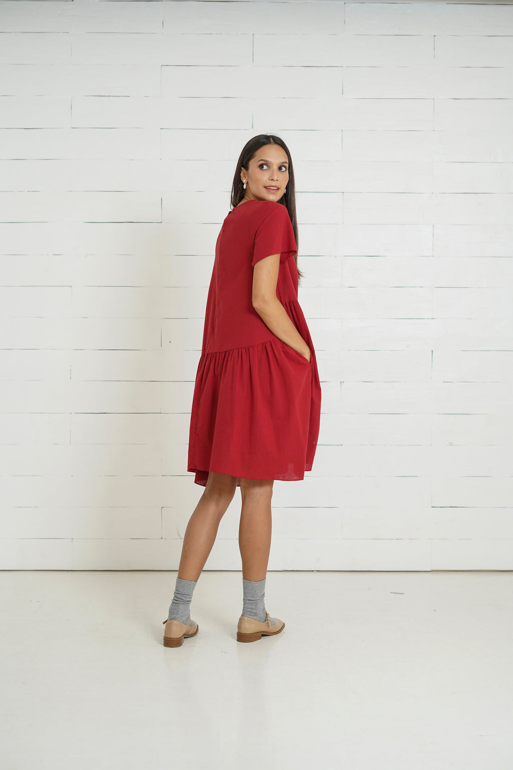 Olivia Nursing Dress     (Barn Red)
