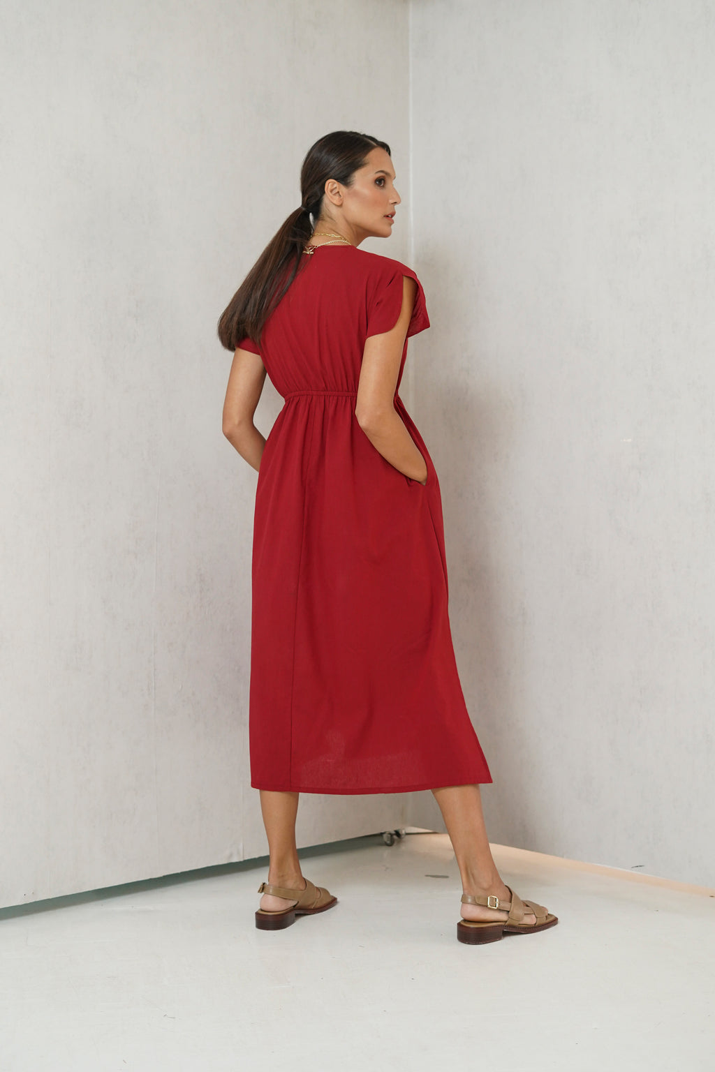 Layla Nursing Dress        (Barn Red)