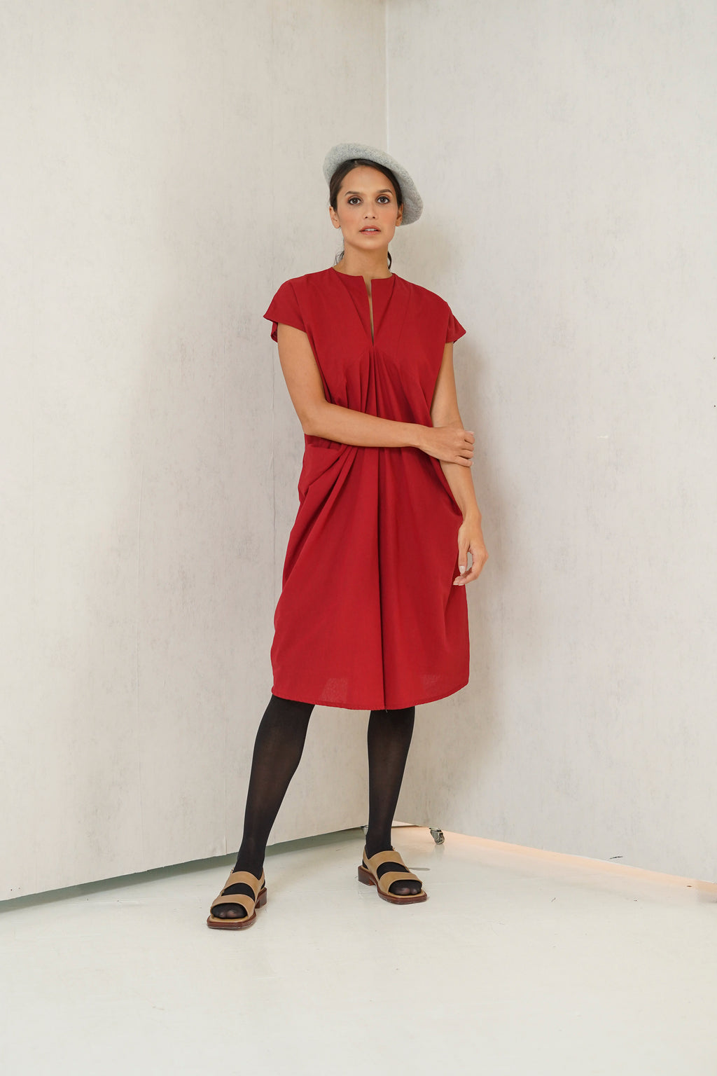 Skylar Nursing  Dress        (Barn Red)