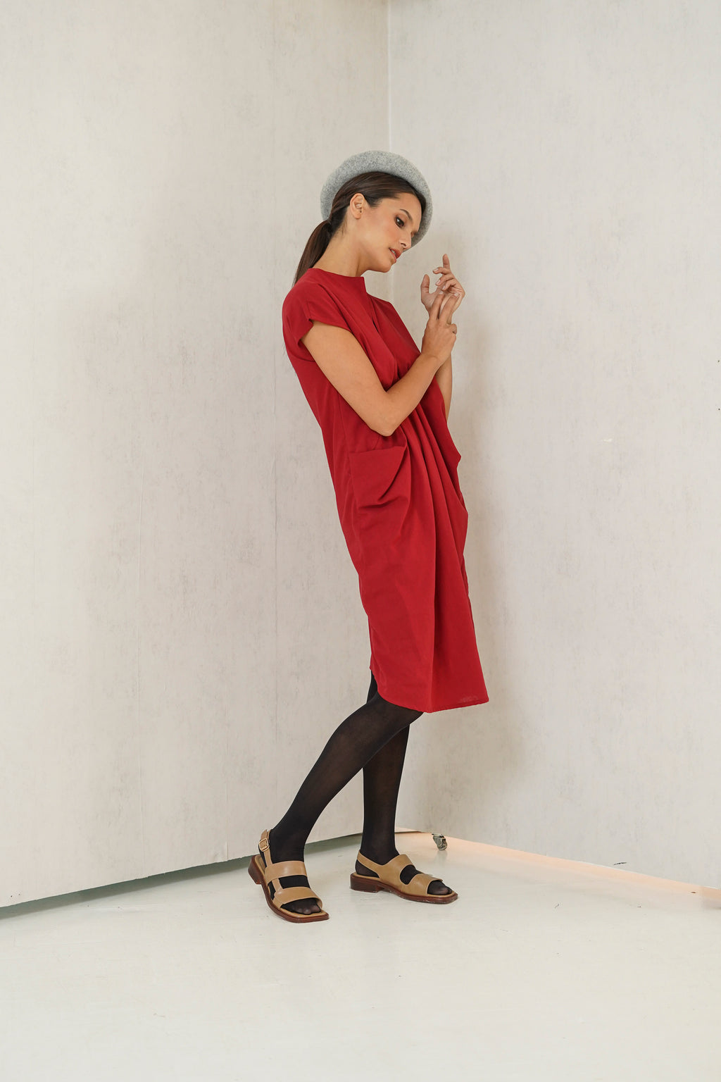 Skylar Nursing  Dress        (Barn Red)