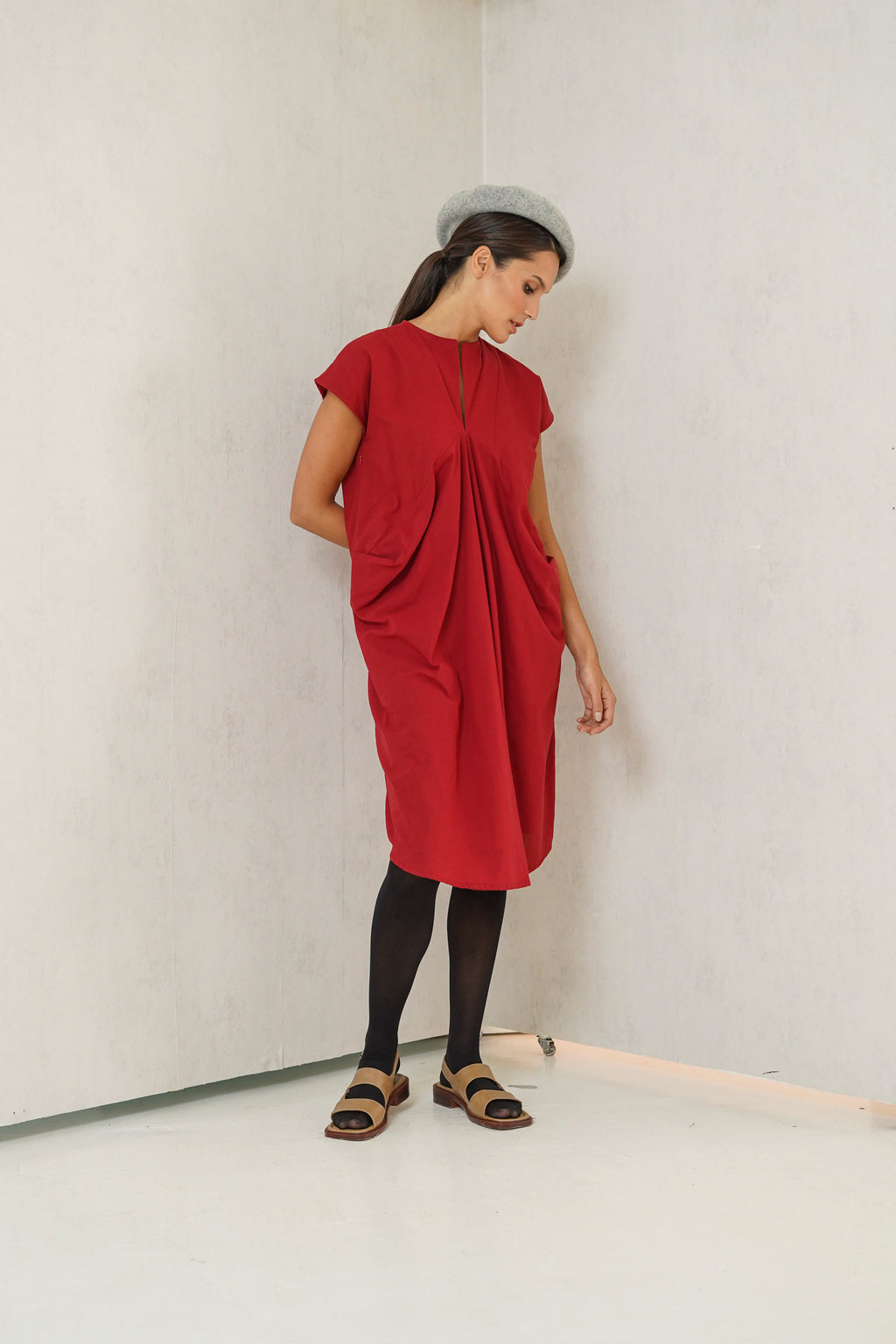Skylar Nursing  Dress        (Barn Red)