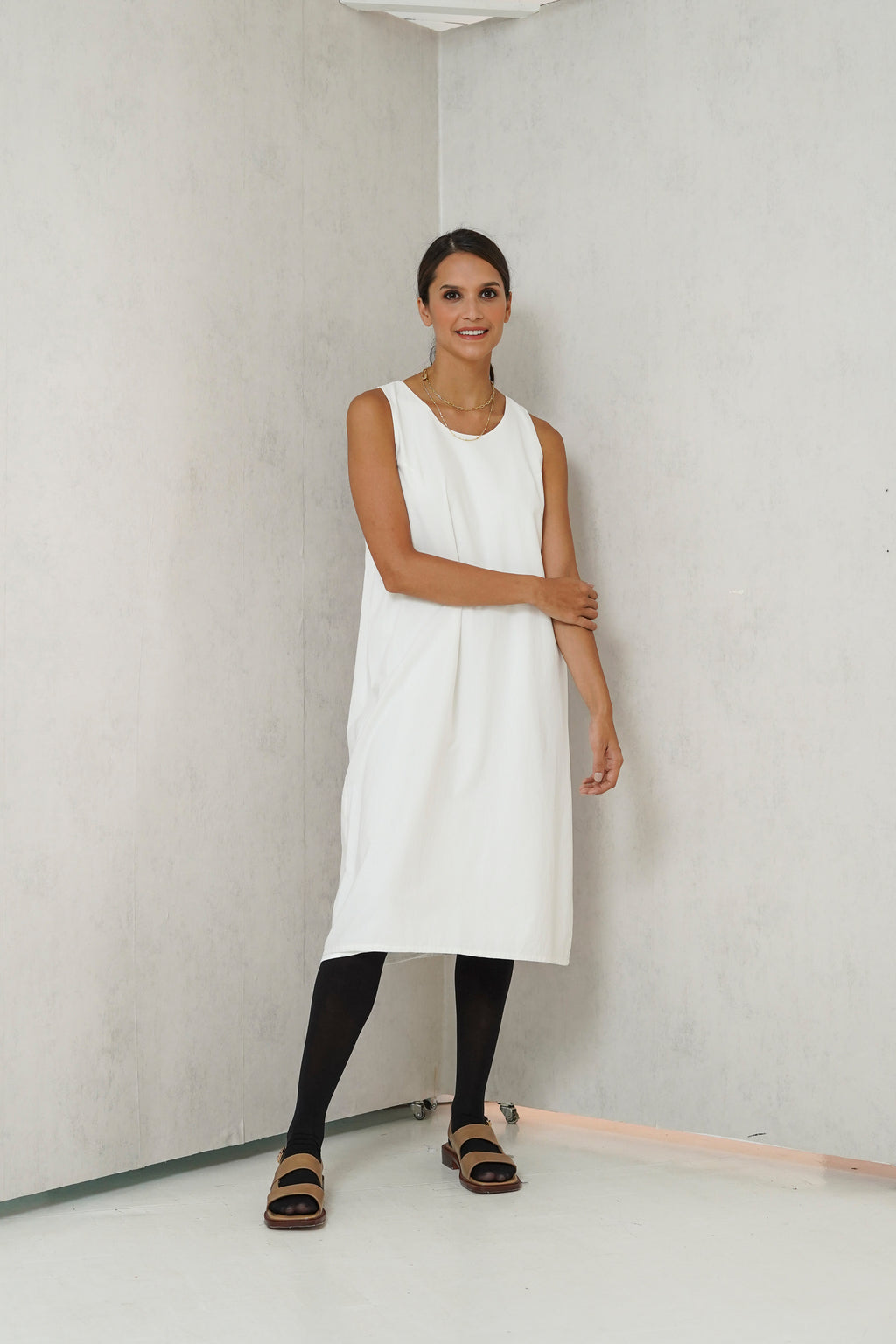 Sophia Sleeveless Nursing Dress ( Egg Shell)