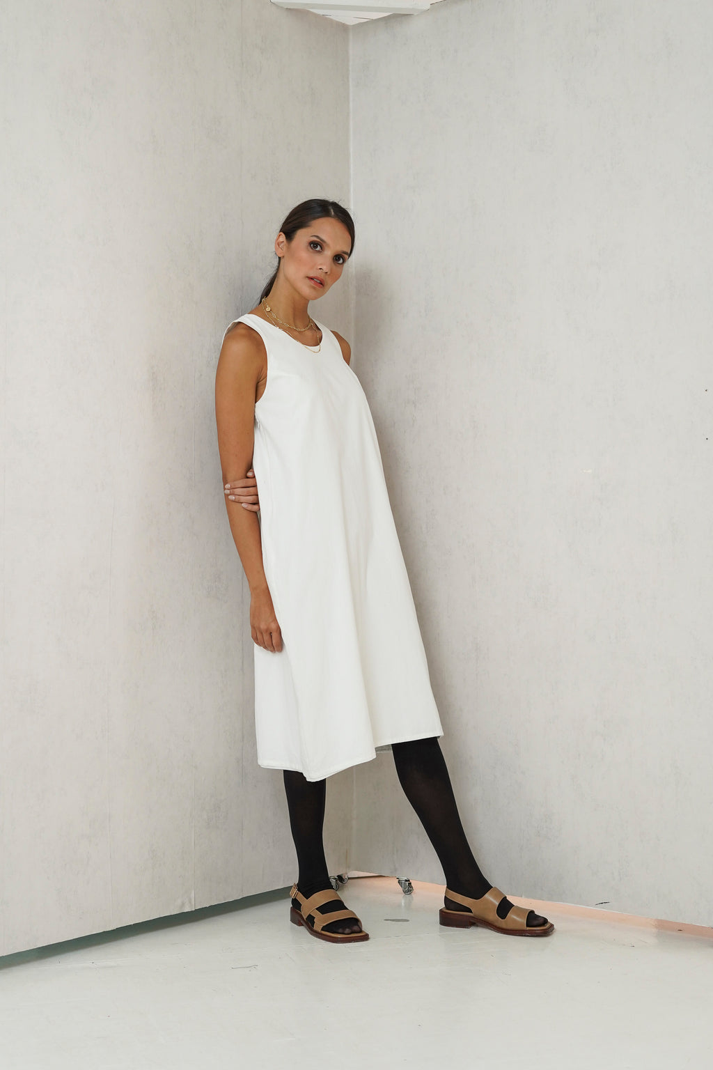 Sophia Sleeveless Nursing Dress ( Egg Shell)
