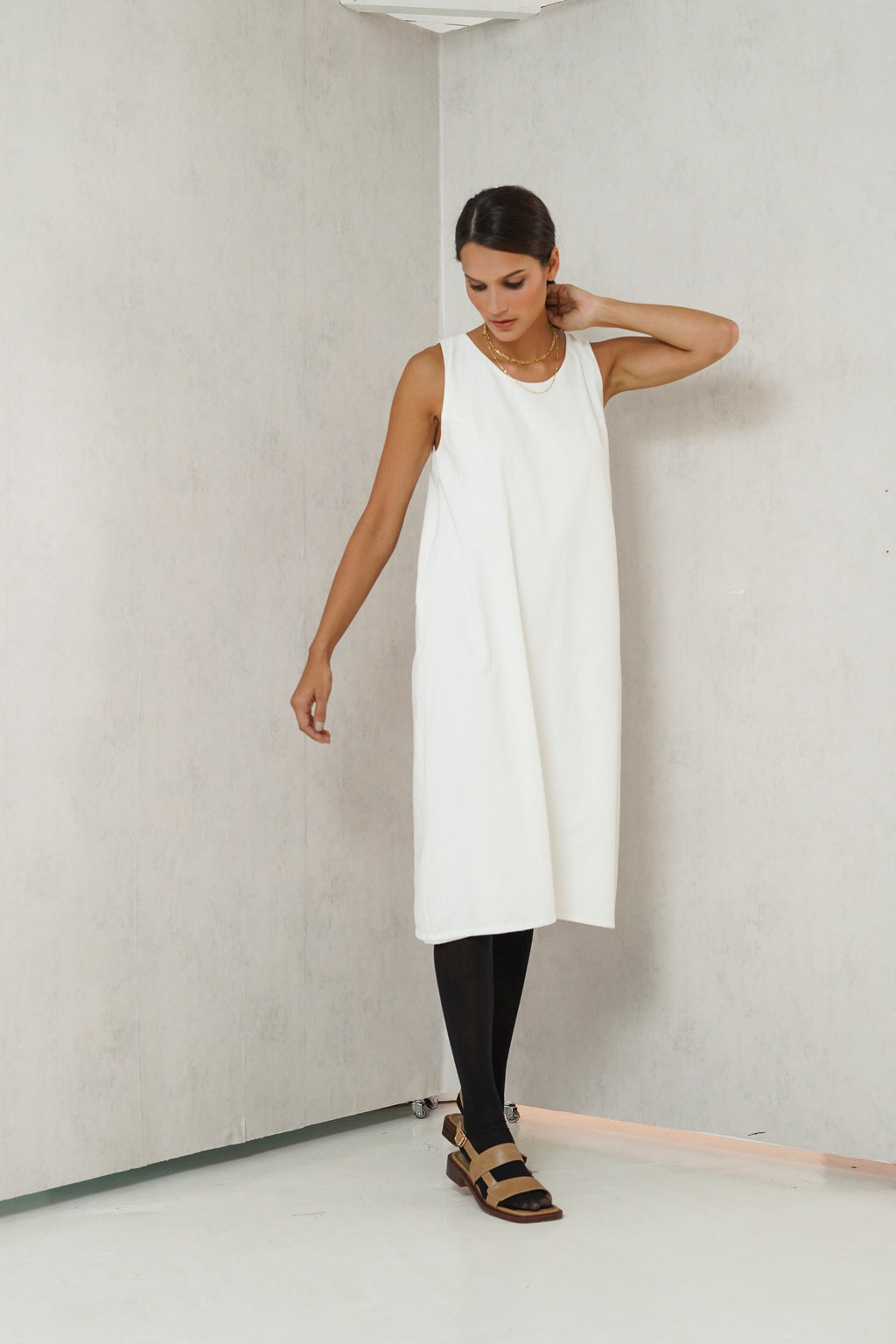 Sophia Sleeveless Nursing Dress ( Egg Shell)