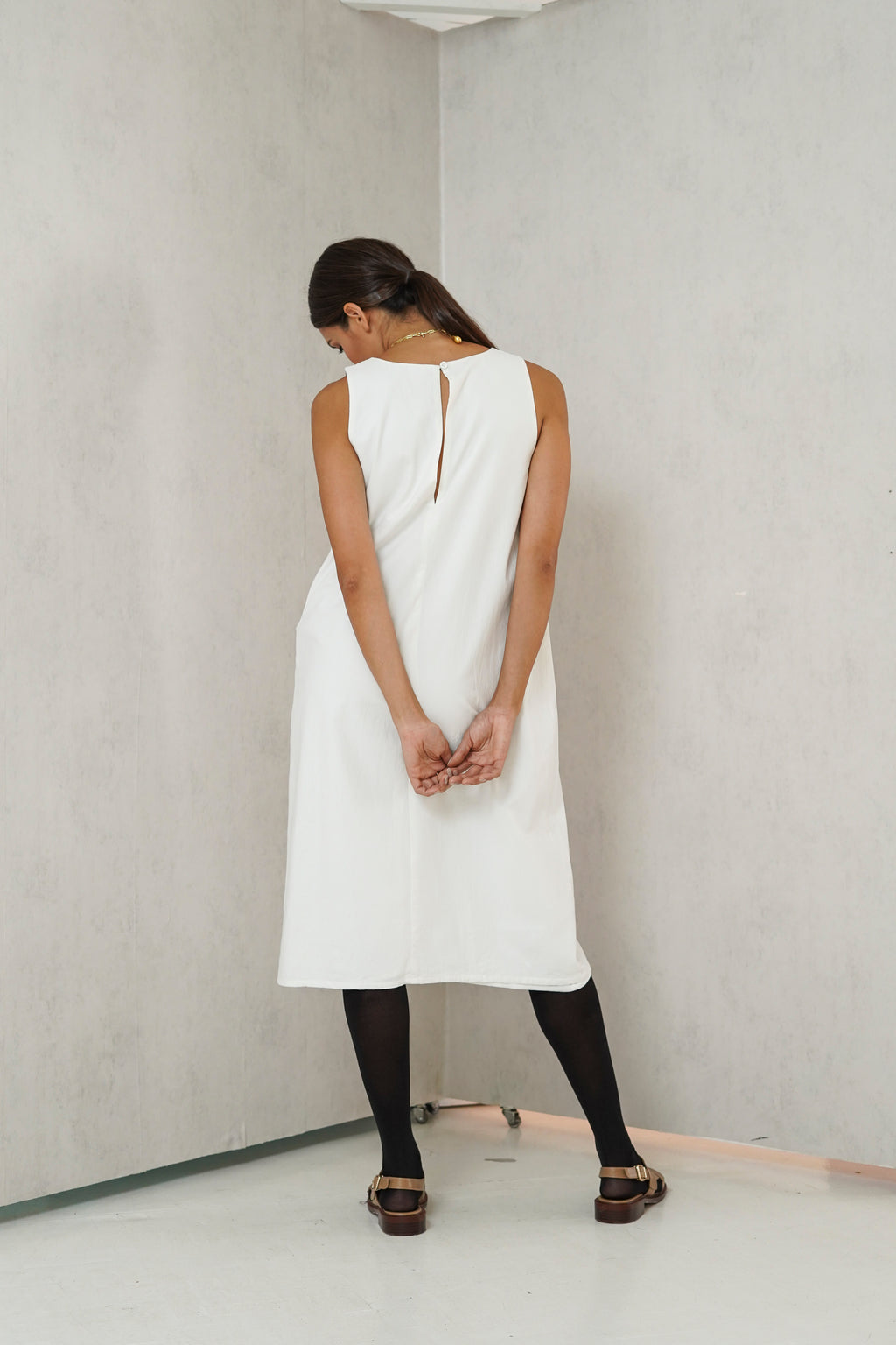 Sophia Sleeveless Nursing Dress ( Egg Shell)