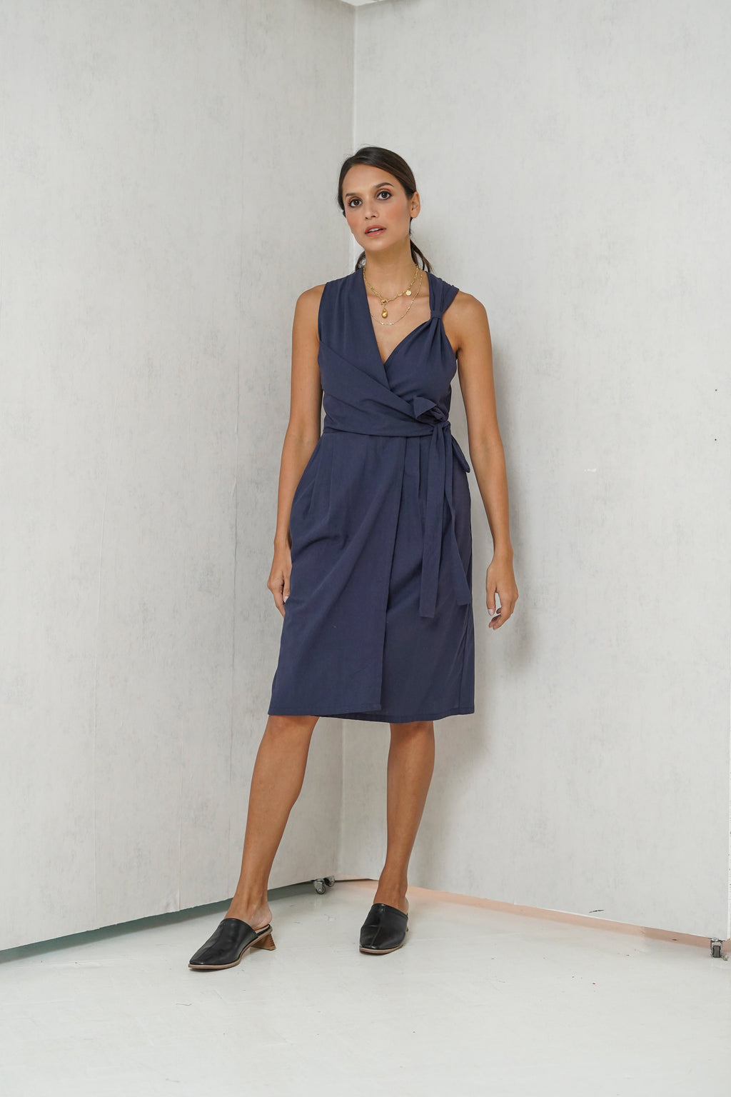 Avery Overlap Nursing Dress     (Peacock Blue)