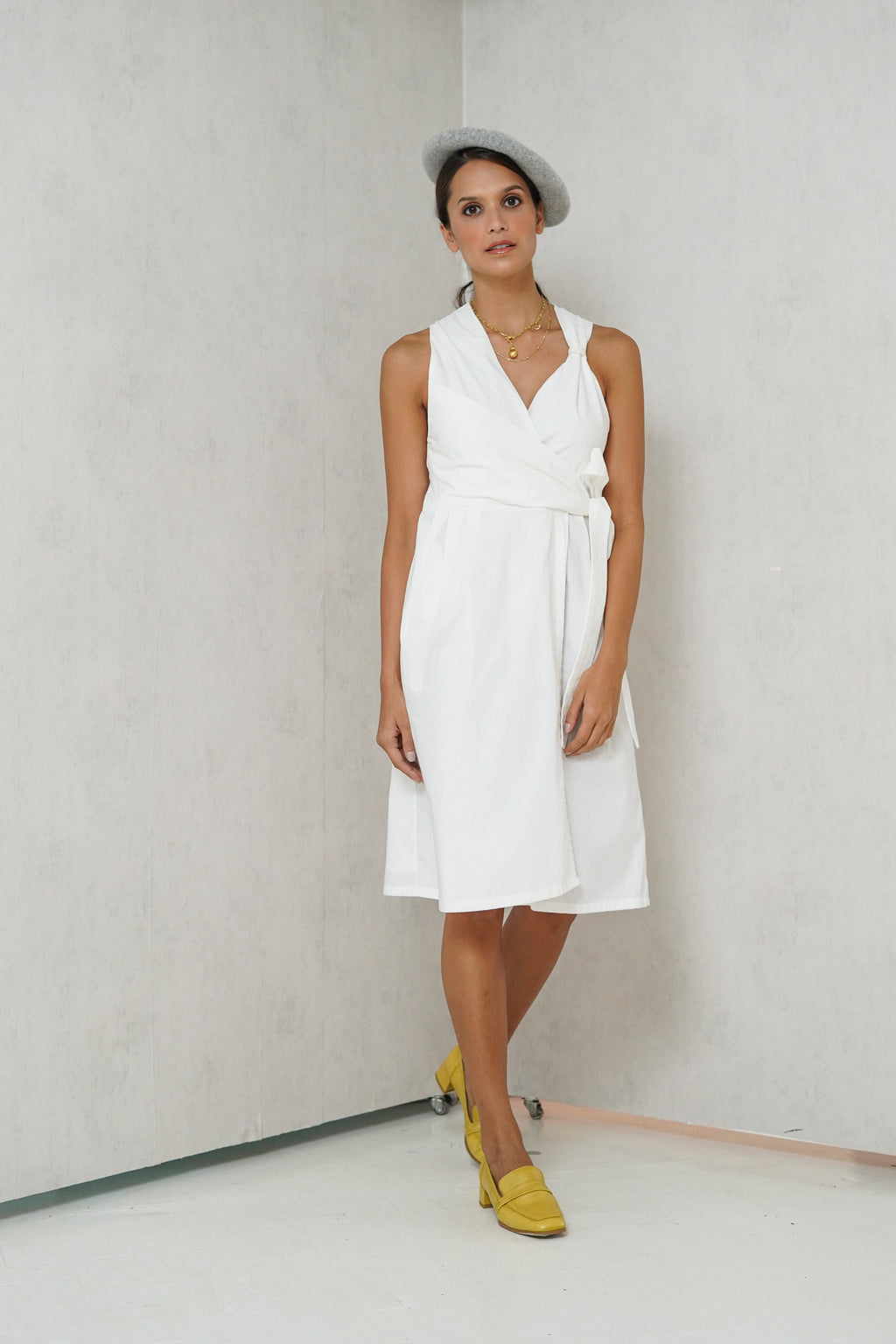 Avery Overlap Nursing Dress     (Eggshell)