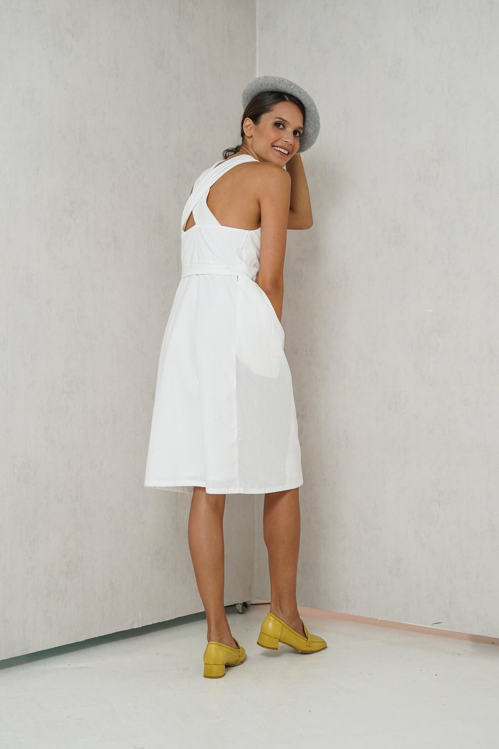 Avery Overlap Nursing Dress     (Eggshell)