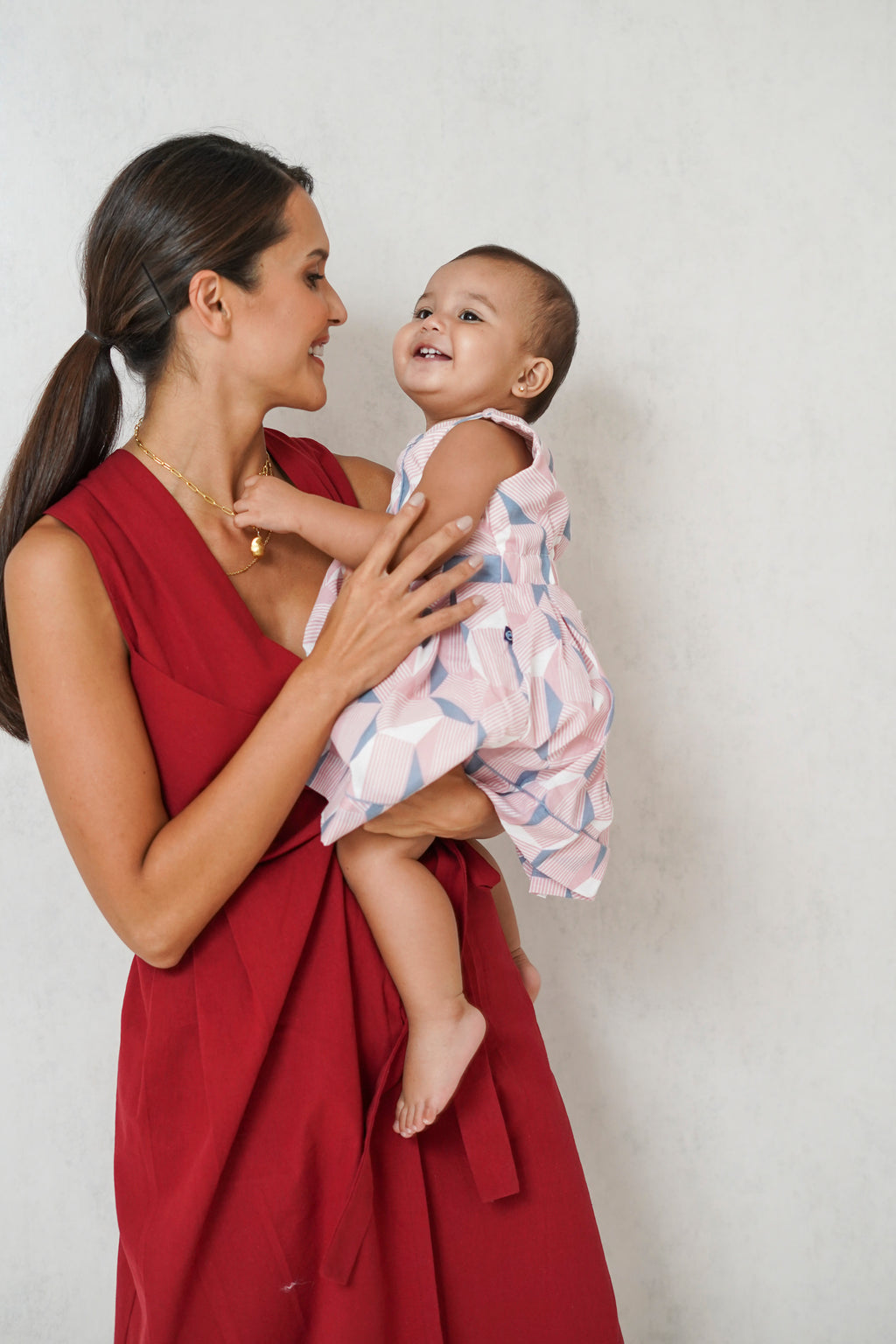 Avery Overlap Nursing Dress     (Barn Red)