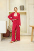 Spring Bralette and Pants Set with Kimono (Red Currant)