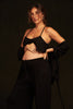 Spring Bralette and Pants Set with Kimono (Ebony Black)
