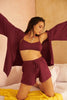 Lazy Day Bralette and Shorts Set with Kimono (Boysenberry)