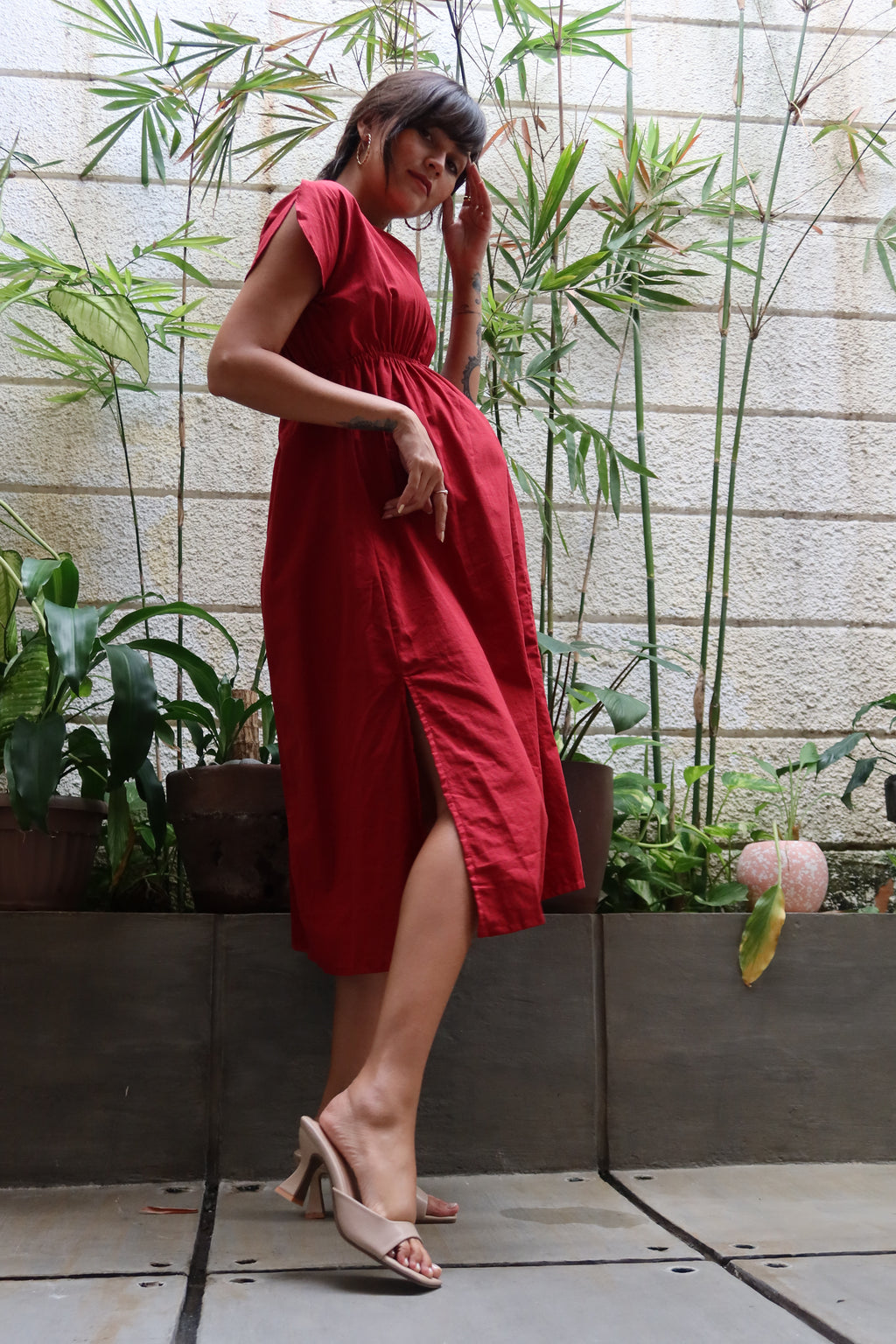 Layla Nursing Dress        (Barn Red)