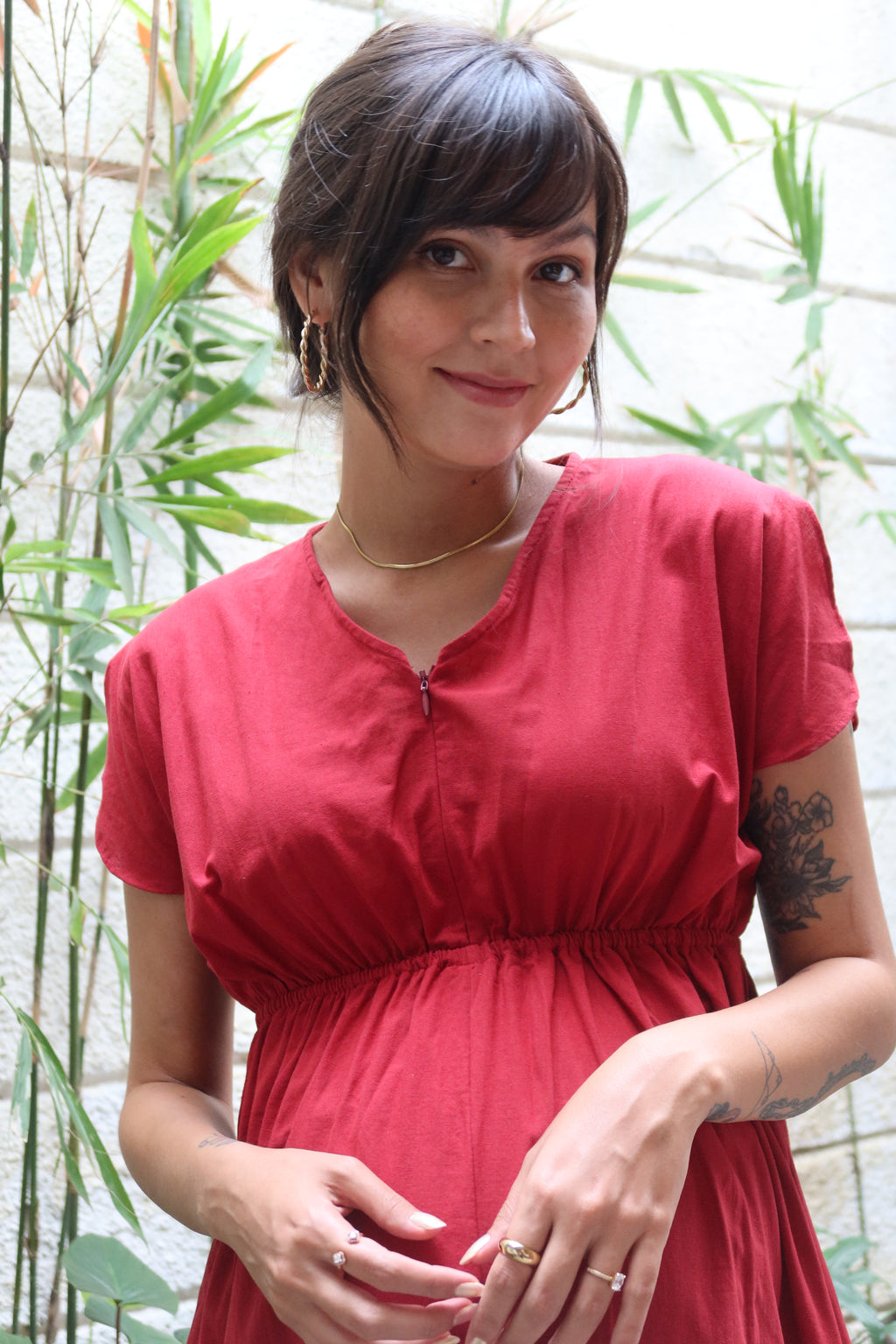 Layla Nursing Dress        (Barn Red)