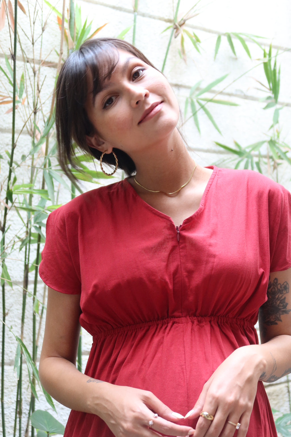 Layla Nursing Dress        (Barn Red)