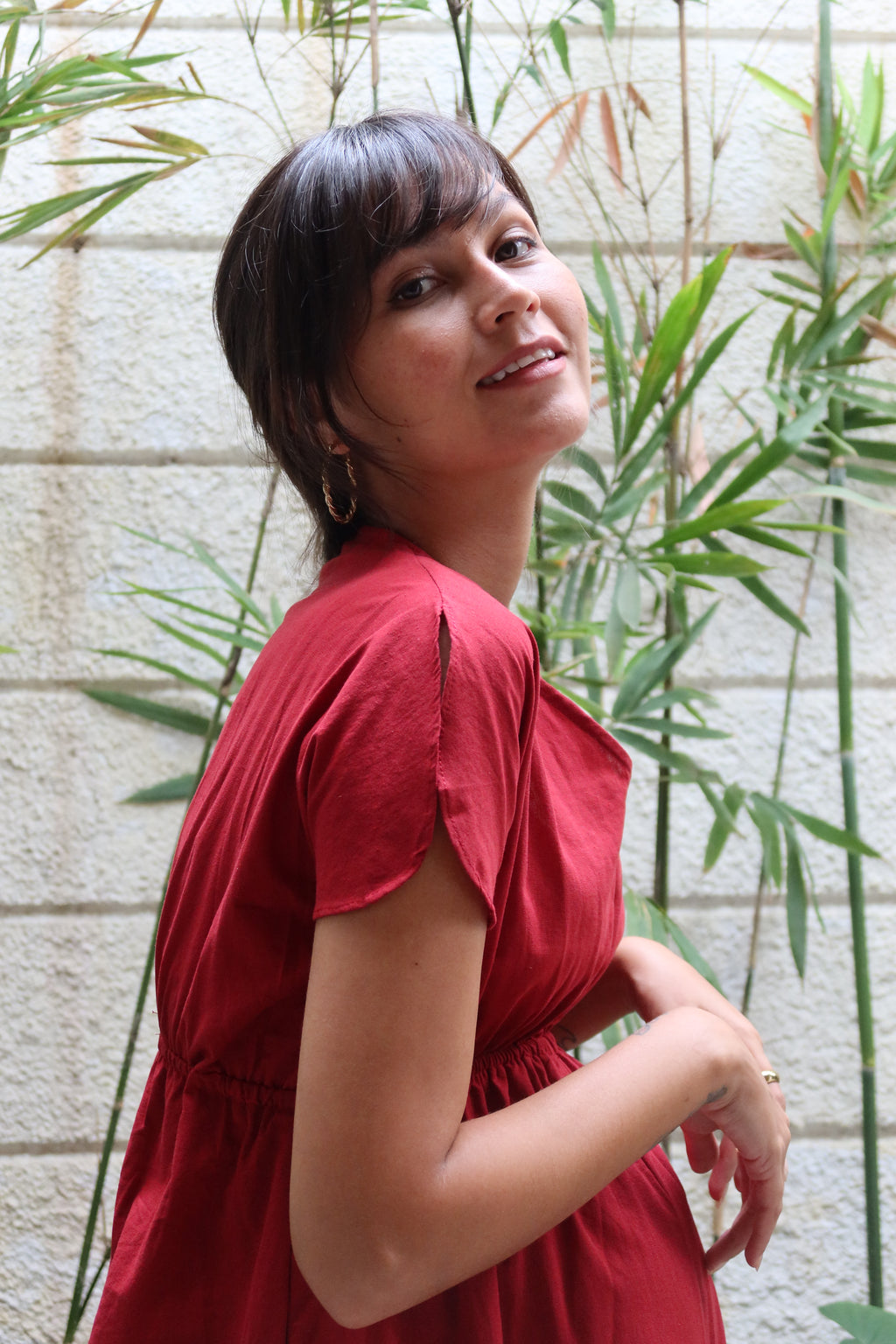 Layla Nursing Dress        (Barn Red)