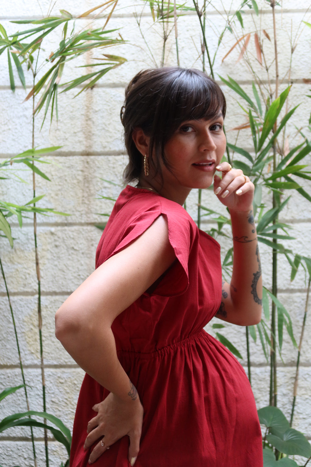 Layla Nursing Dress        (Barn Red)