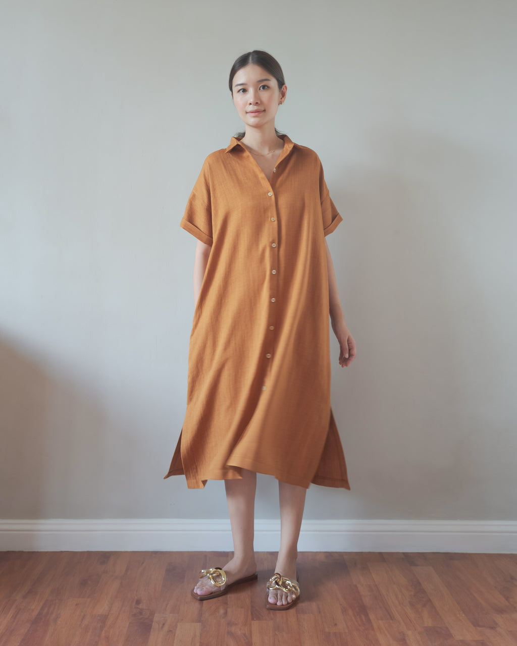 Work Dress in Rust Brown