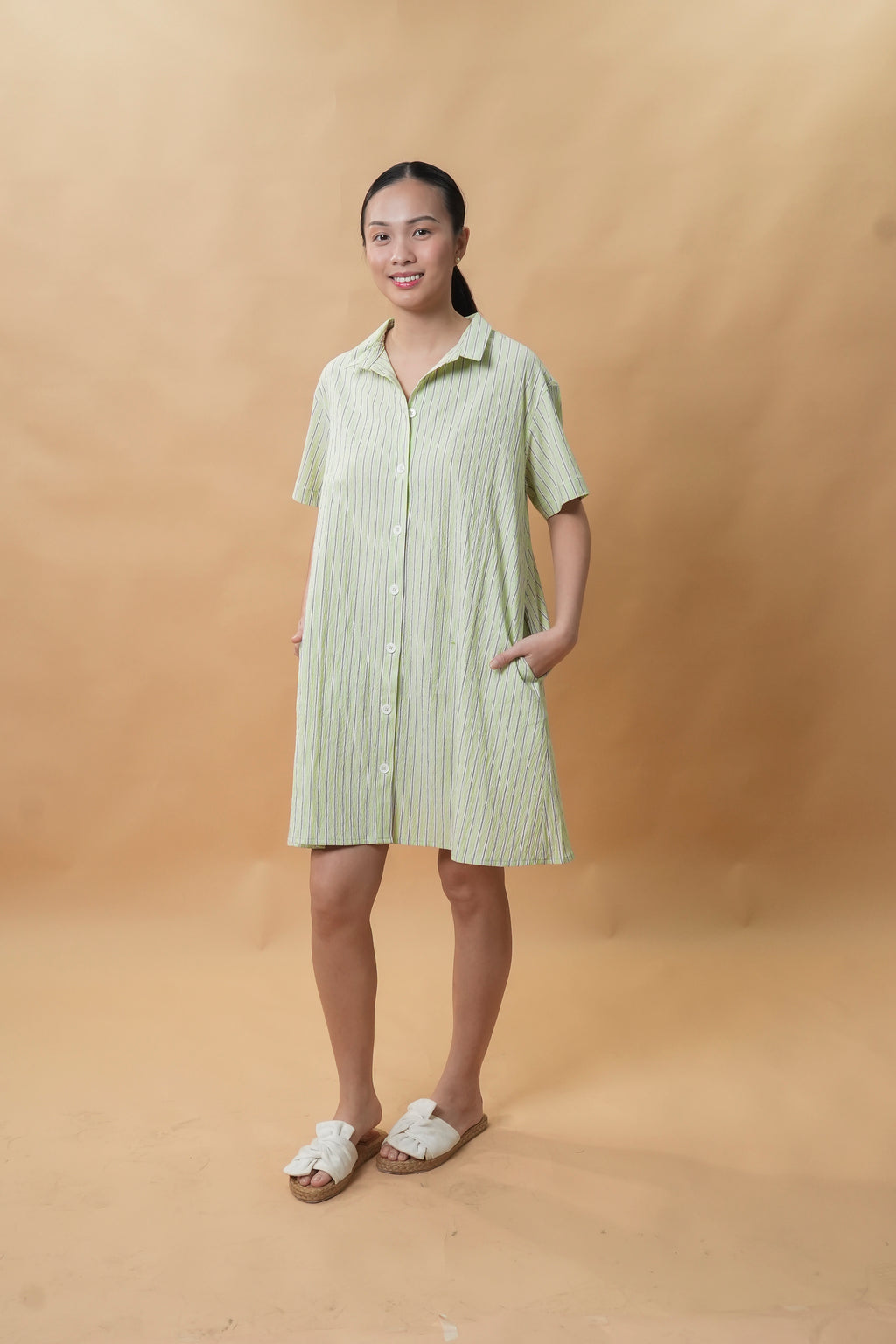 Celestia Dress (Green Stripes)