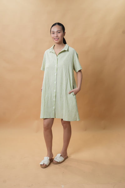 Celestia Dress (Green Stripes)
