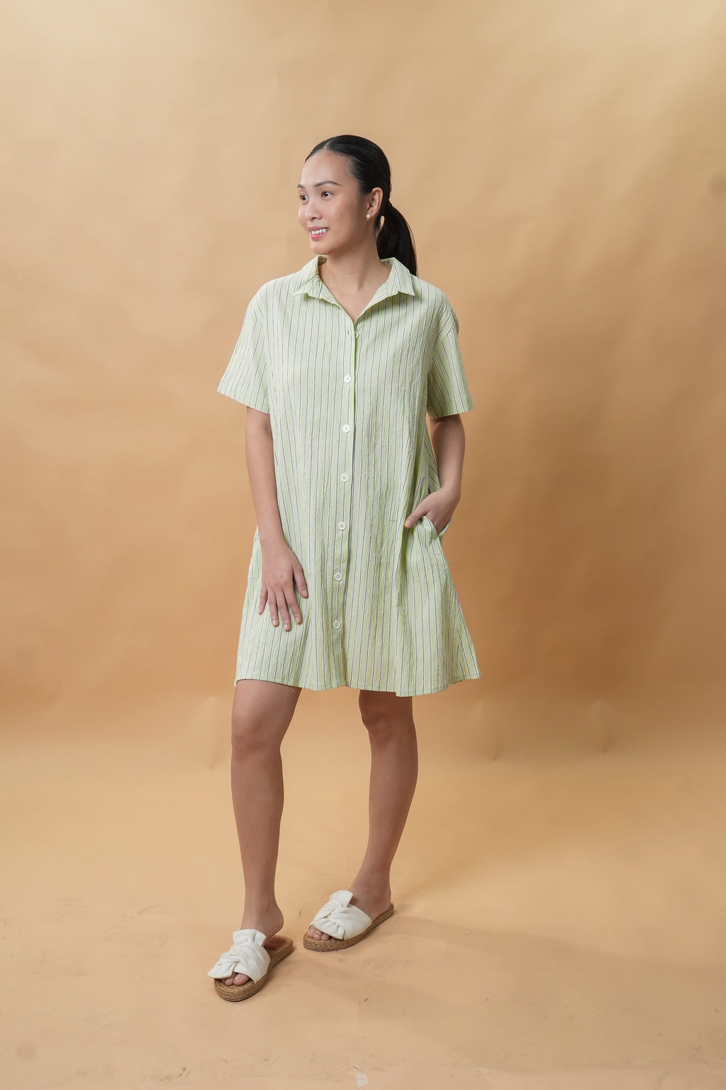 Celestia Dress (Green Stripes)