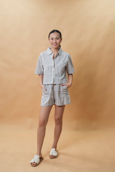 Ellie Set (Blue/Beige Stripes)