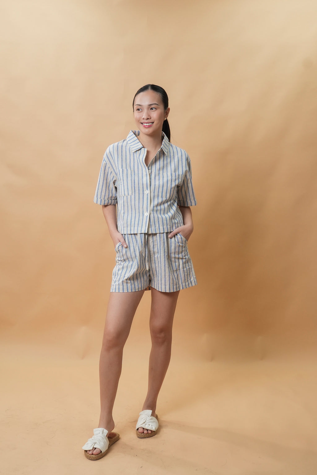 Ellie Set (Blue/Beige Stripes)