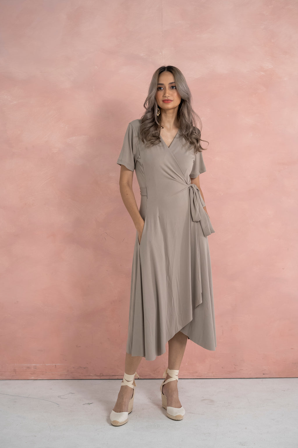 Scarlet Wrap Dress (Taupe)