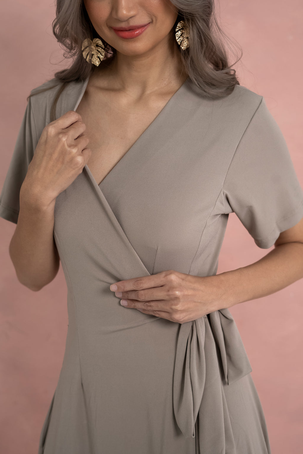 Scarlet Wrap Dress (Taupe)