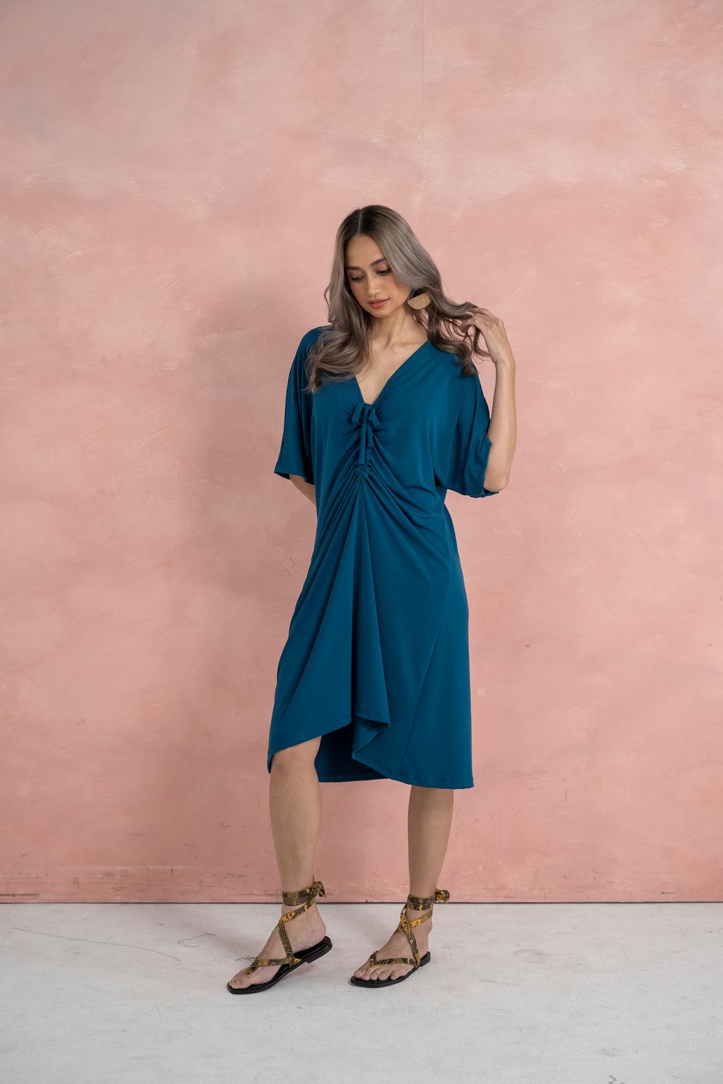 Dahlia Ruched Dress (Ocean Green)