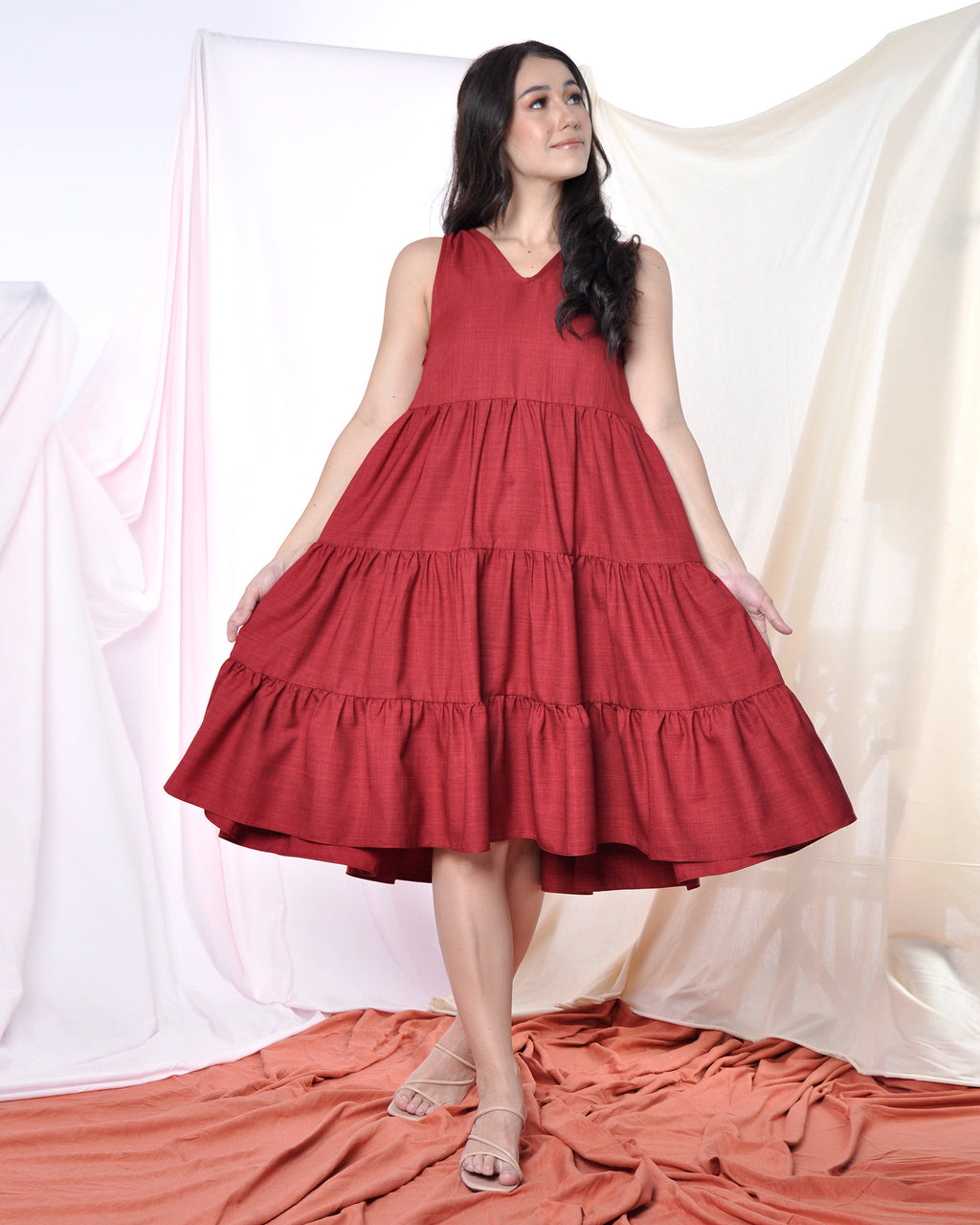 Home Dress in Wine Red