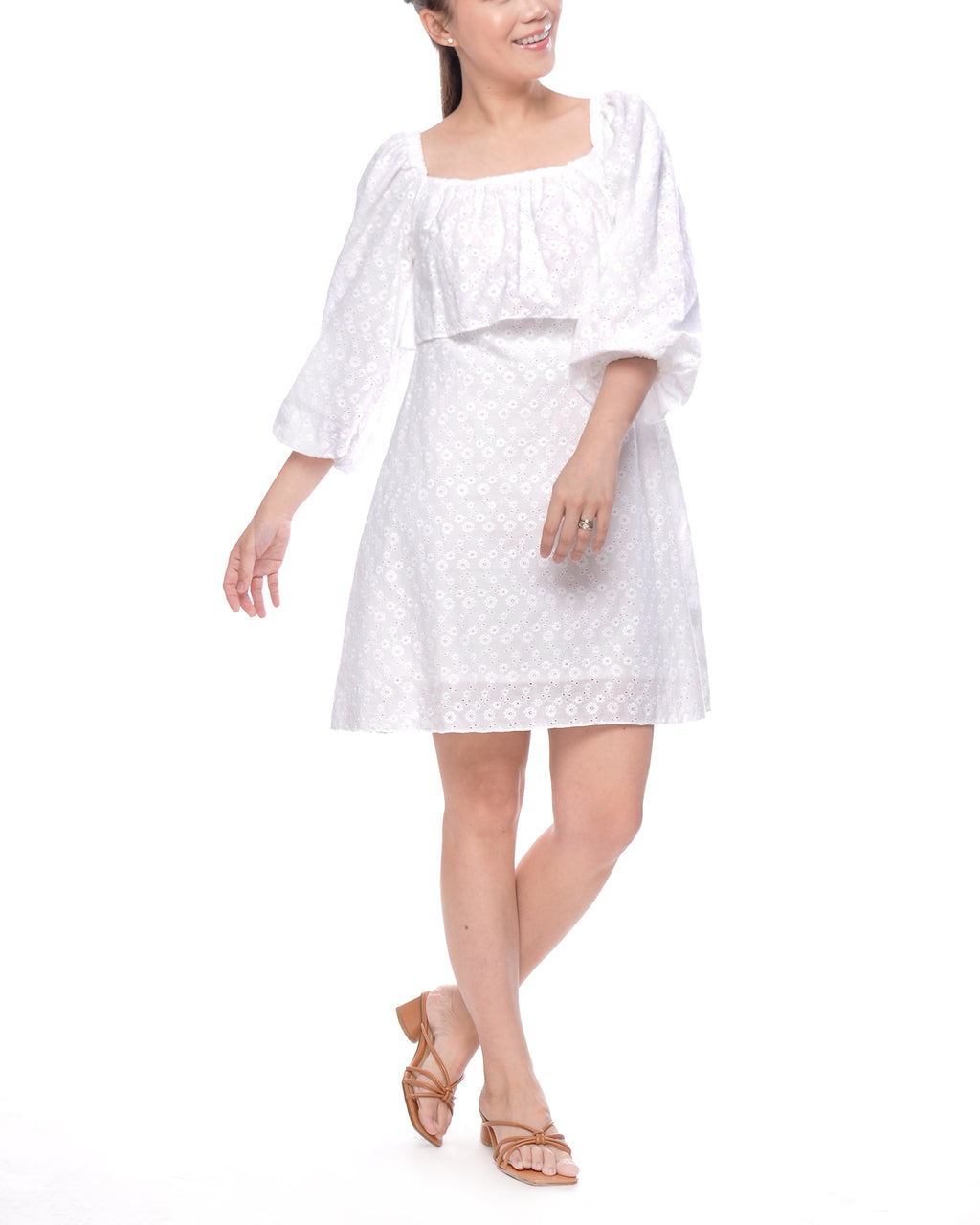 Teresa Nursing Dress  White Eyelet
