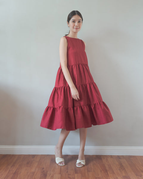 Home Dress in Wine Red