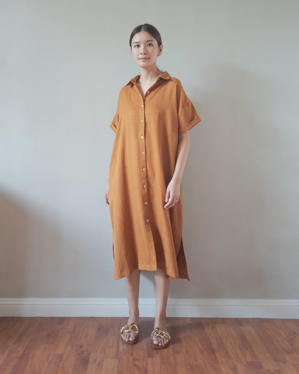 Work Dress in Rust Brown